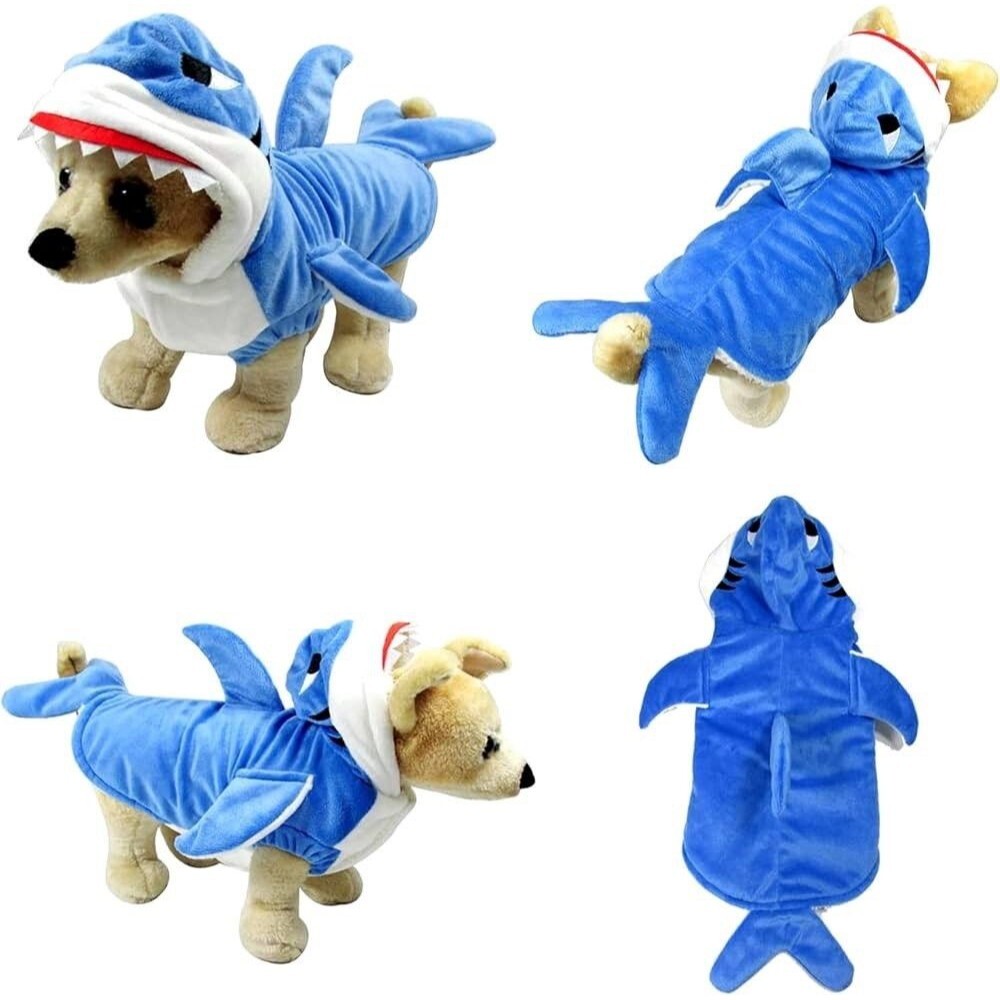 Yoption Dog Halloween Costume Baby Blue Shark Hoodie Unisex Small Breed Pet